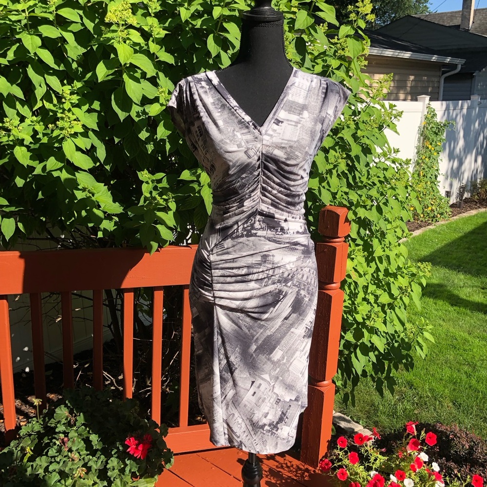 Sexy Abstract Black and Gray New York Dress